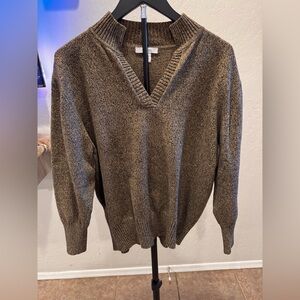 dressbarn Men's V-Neck Heathered Brown Pullover